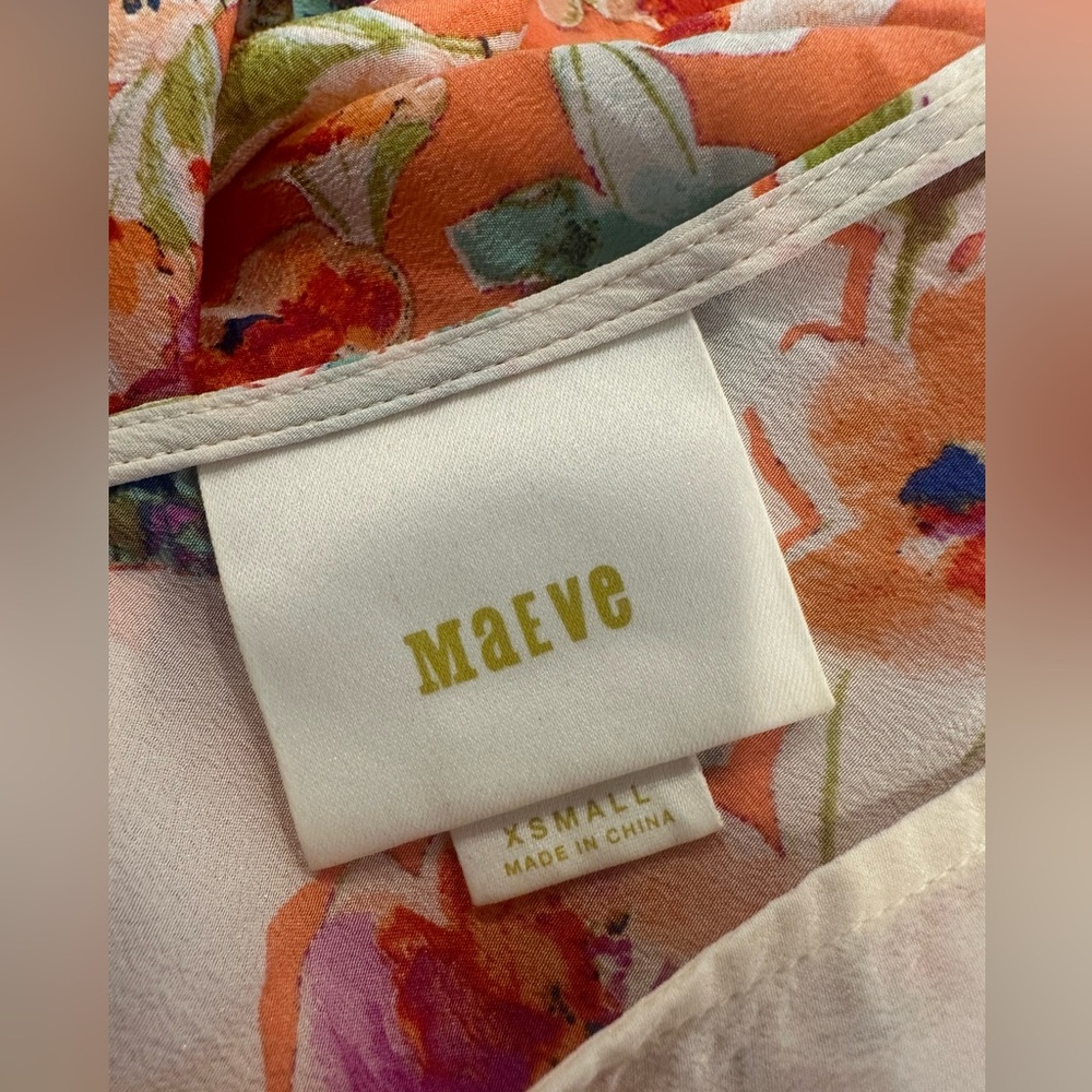 Anthropologie Maeve Orange Floral Short Sleeve Top - Picture 5 of 11
